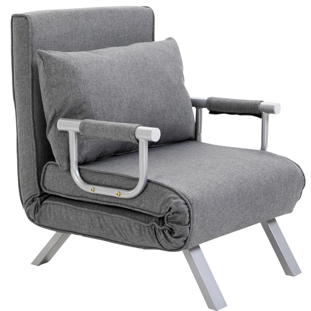 Poltrona Relax Sedia a Sdraio con Funzione Letto ¨C Minimal ¨C Grigio 65x69x80 cm