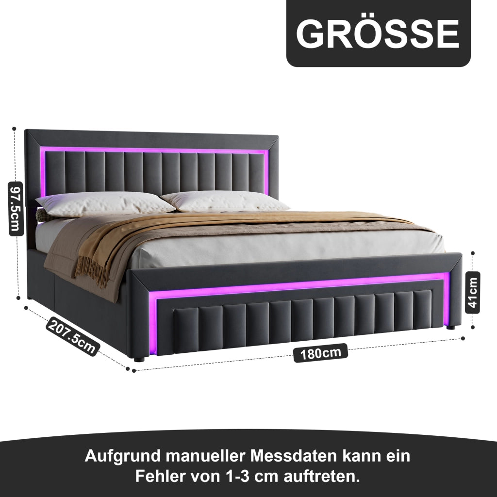 Letto contenitore 180x200 cm, colore grigio