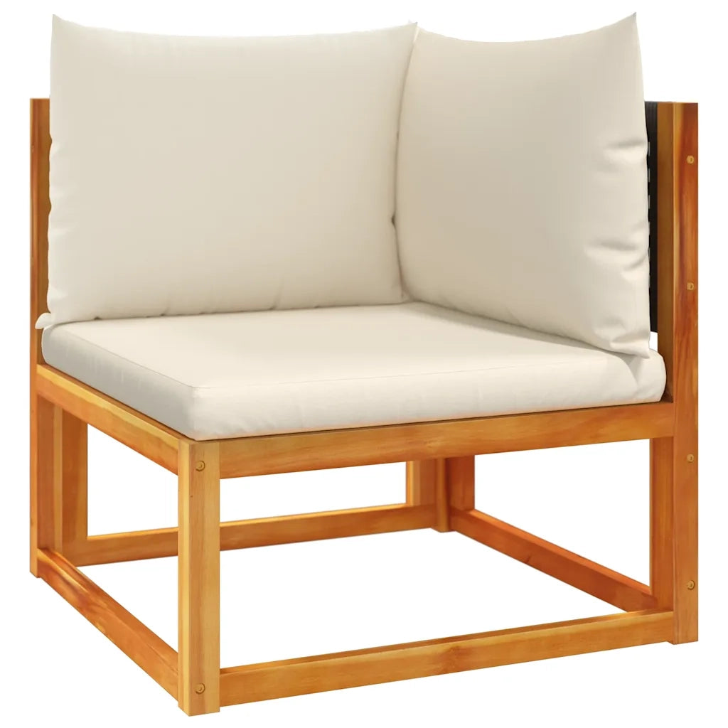 Divano da giardino angolare con Cuscini-Sofa da Giardino-Divano da esterno in legno di acacia e rattan 515039