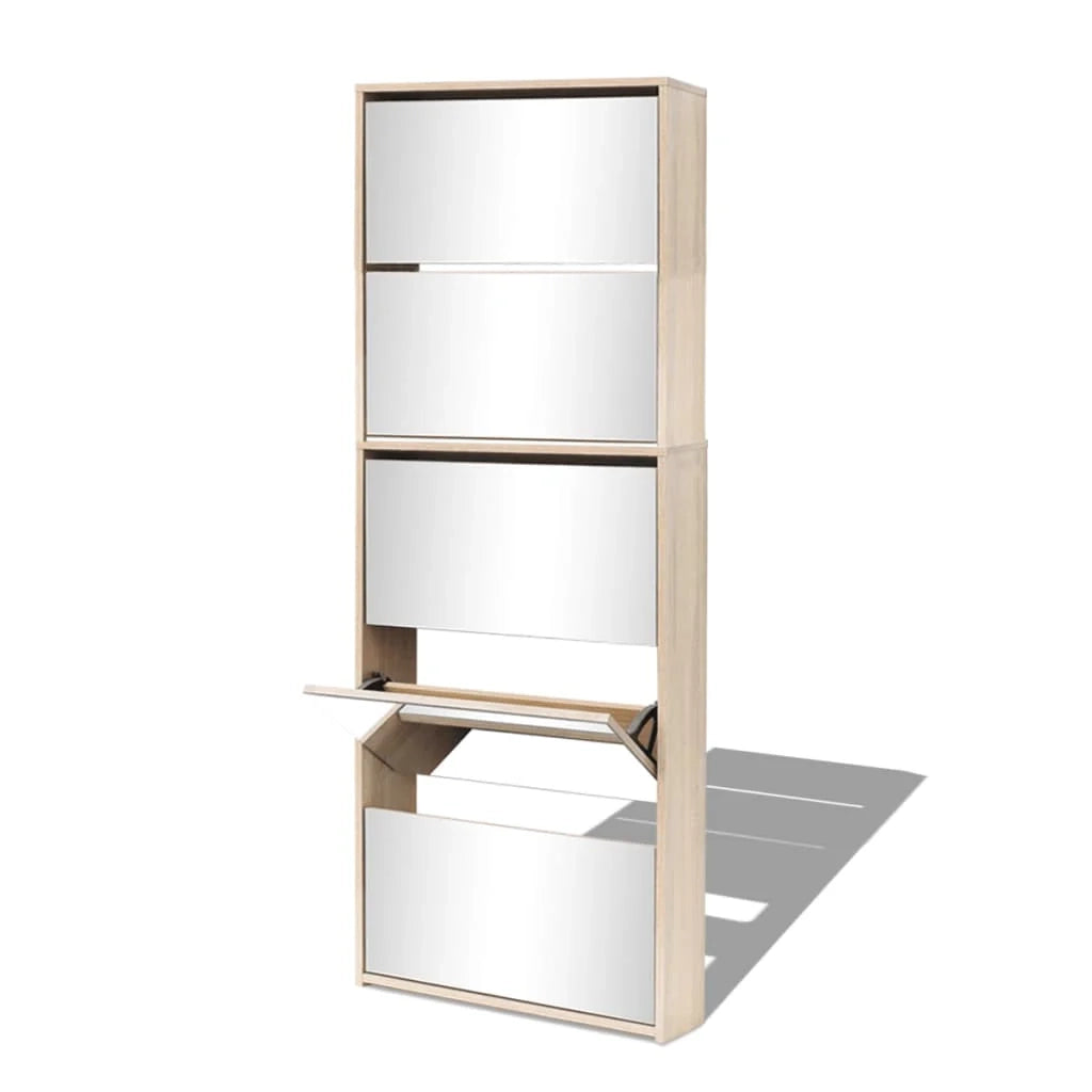 Scarpiera con 5 ripiani e specchio 63 x 17 x 169,5 cm rovere marrone 02_0043397
