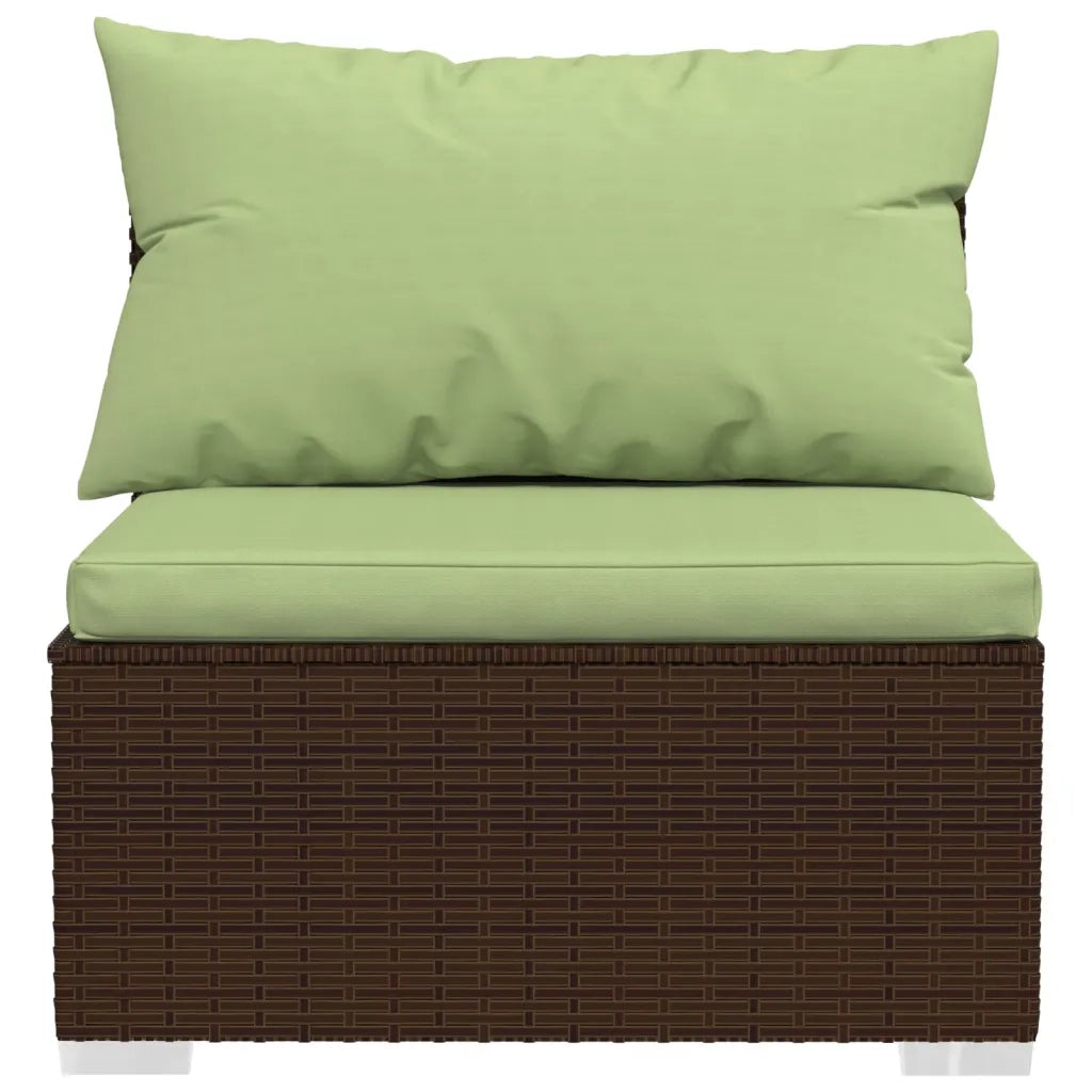 Set Divani da Giardino 9 pz con Cuscini in Polyrattan Marrone 3102060