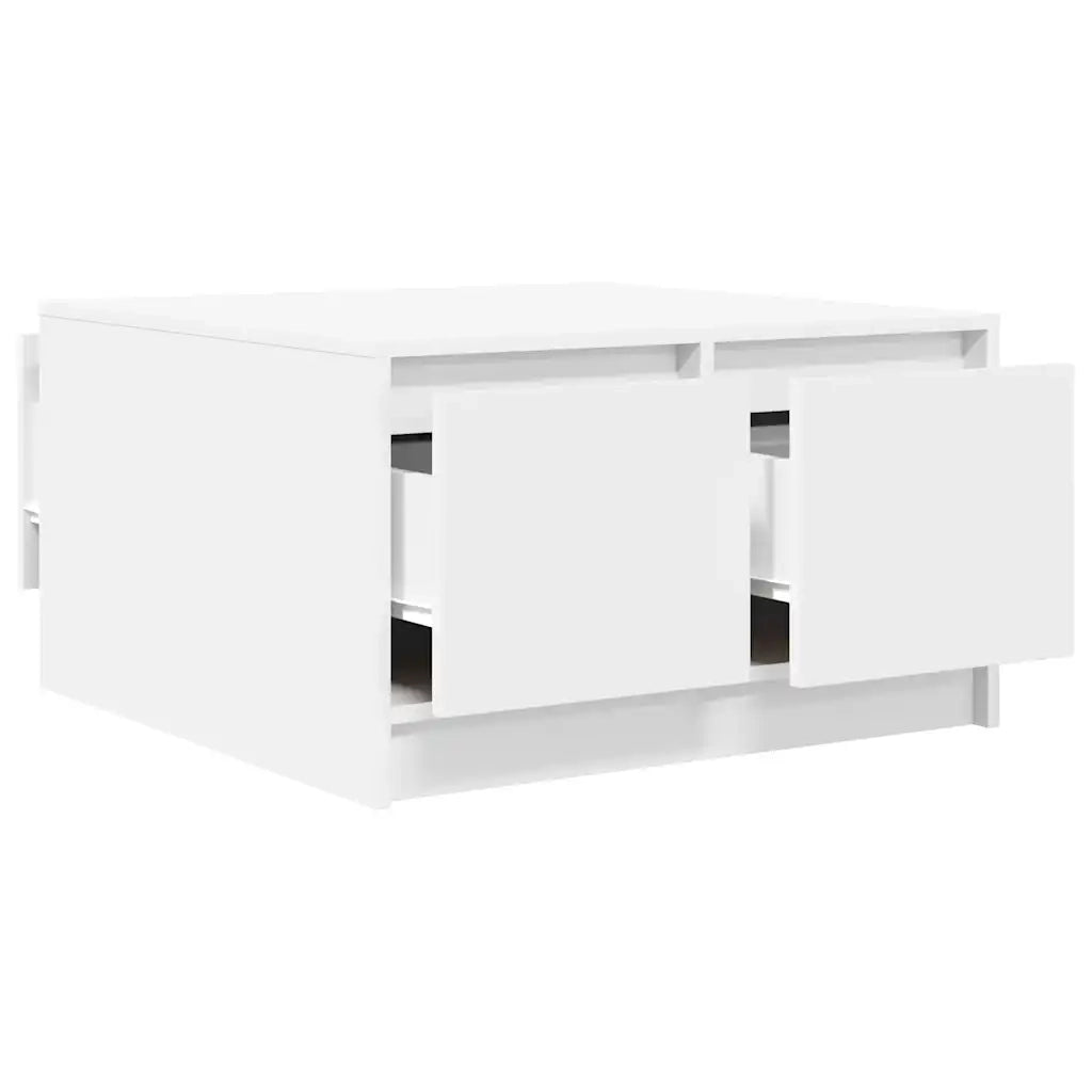 Tavolino da Salotto con Cassetti-Tavolino da soggiorno-Tavolo Bianco 70,5x70x40 cm