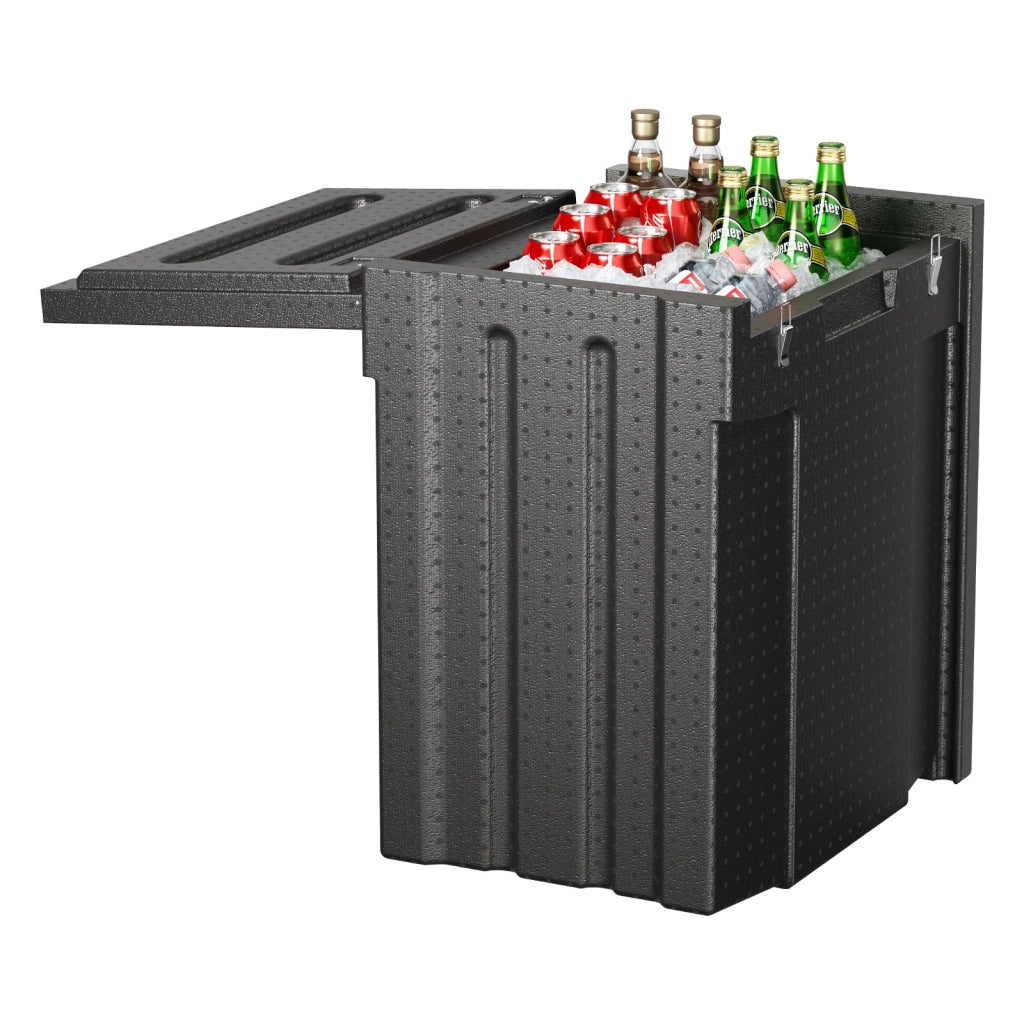 EP-90L Contenitore termico per alimenti 90L 82 Qt porta teglie coibentato in LLDPE nero a caricamento frontale 11 livelli robusto