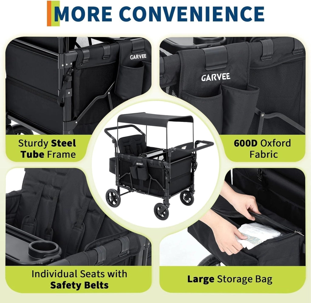 Carrello pieghevole a 4 posti per bambini.