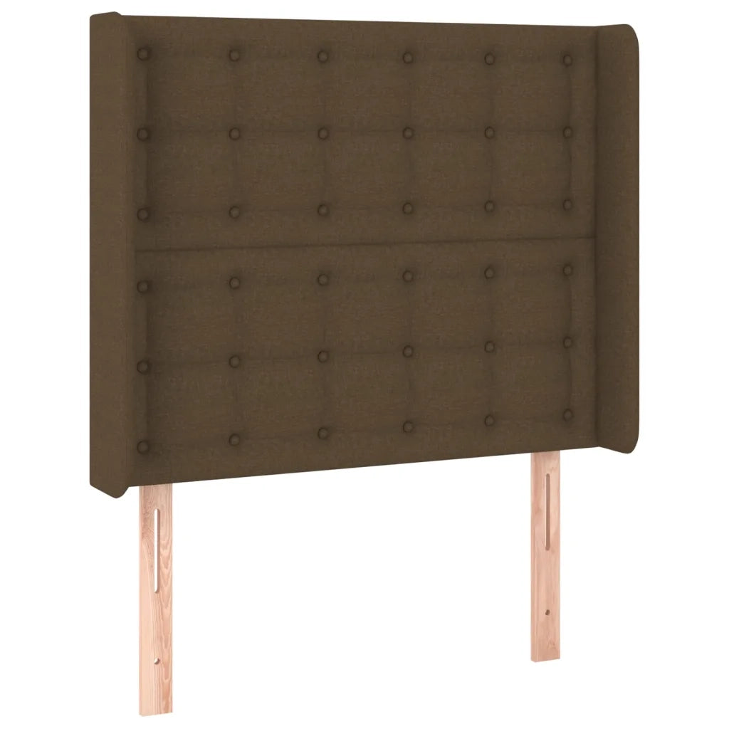 Testiera ad Orecchio-Testata con Orecchie Marrone Scuro 93x16x118/128 cm in Tessuto 510183