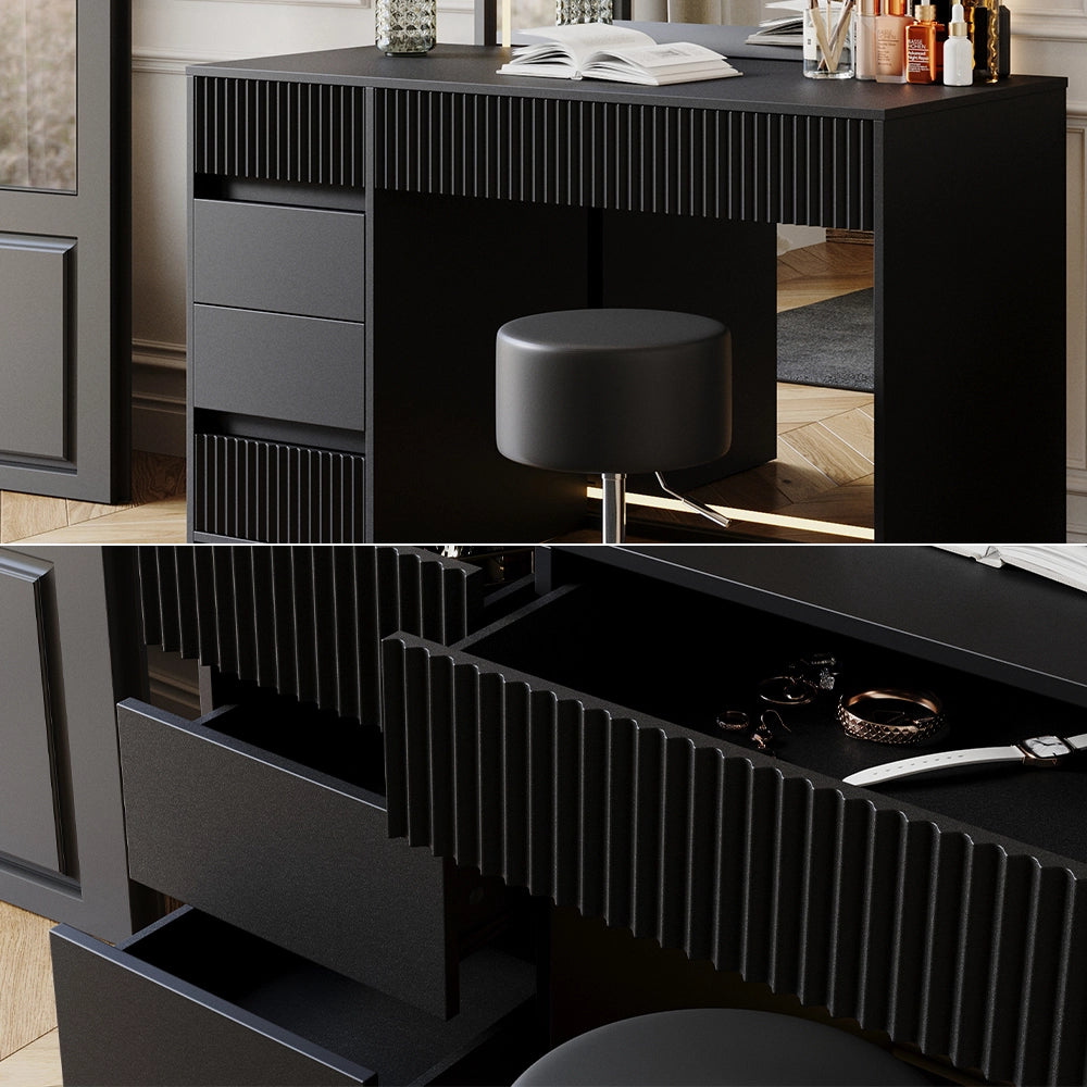 Vicco Tavolino da toeletta Nero 120 cm con sgabello