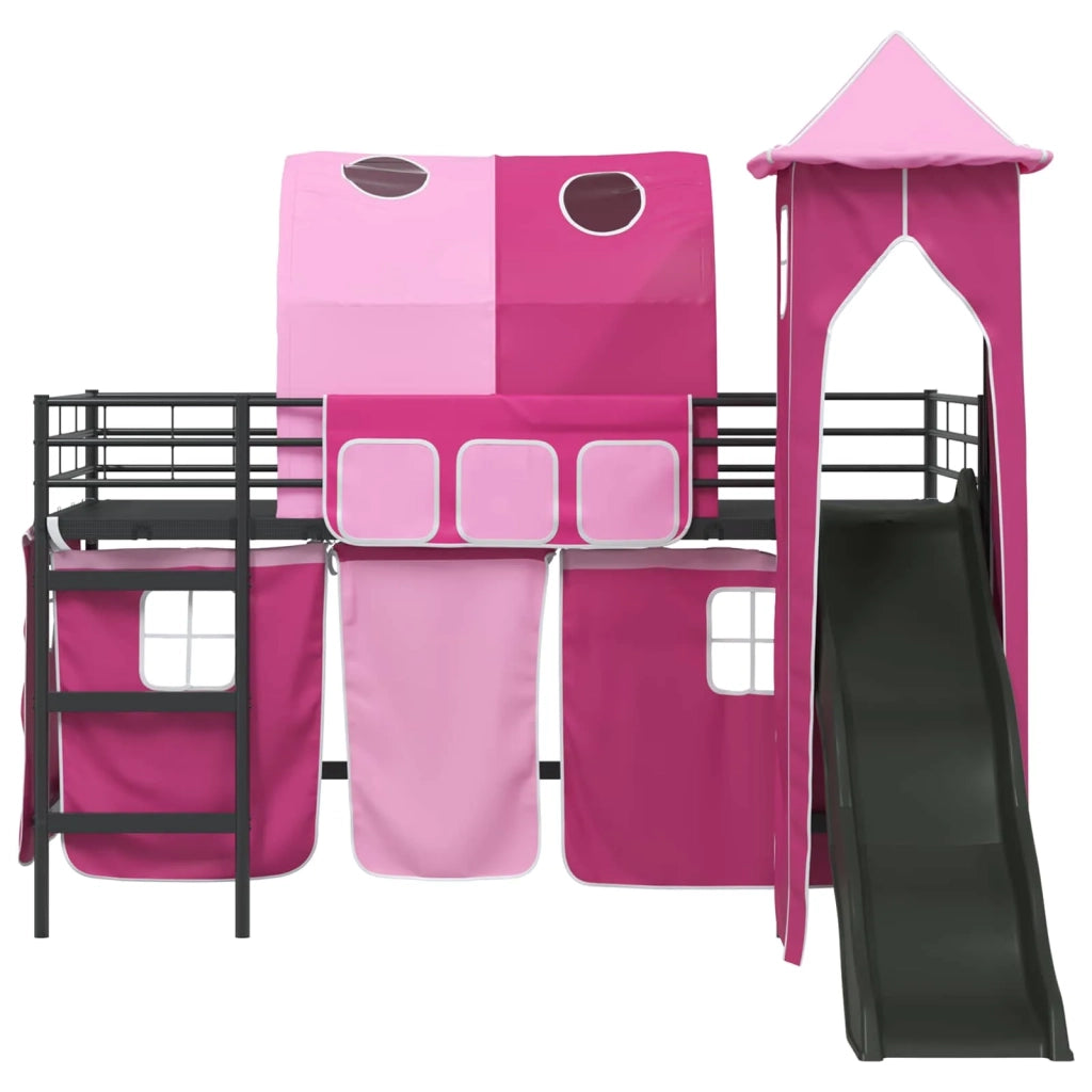 Struttura del letto loft per bambini Nero e rosa 107 x 200 cm 42020891