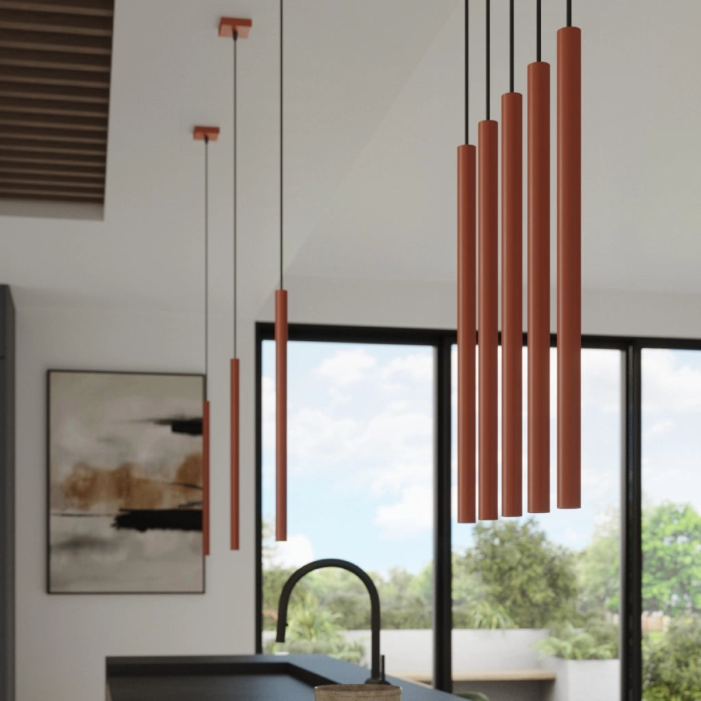 Lampada a sospensione PASTELO 3P rosso ocra