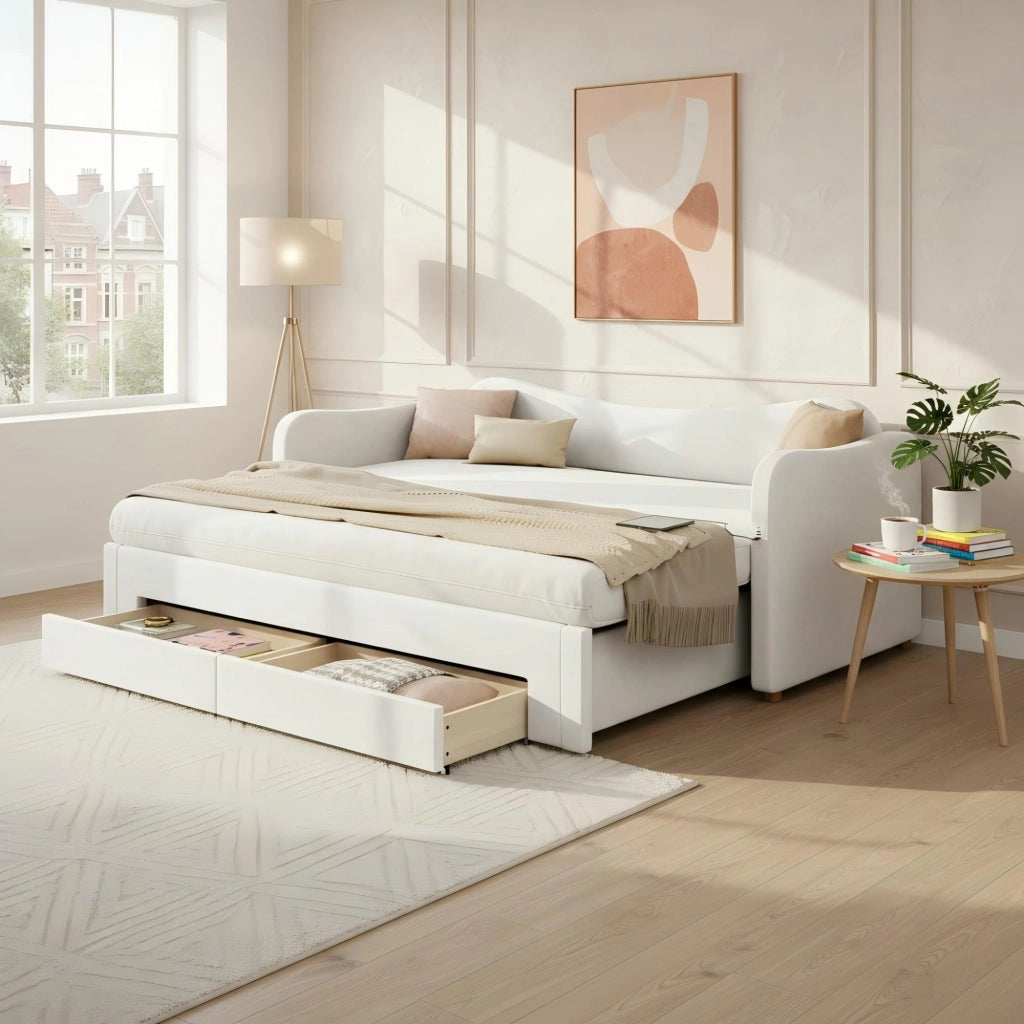 letto imbottito velluto beige 90 x 200 cm