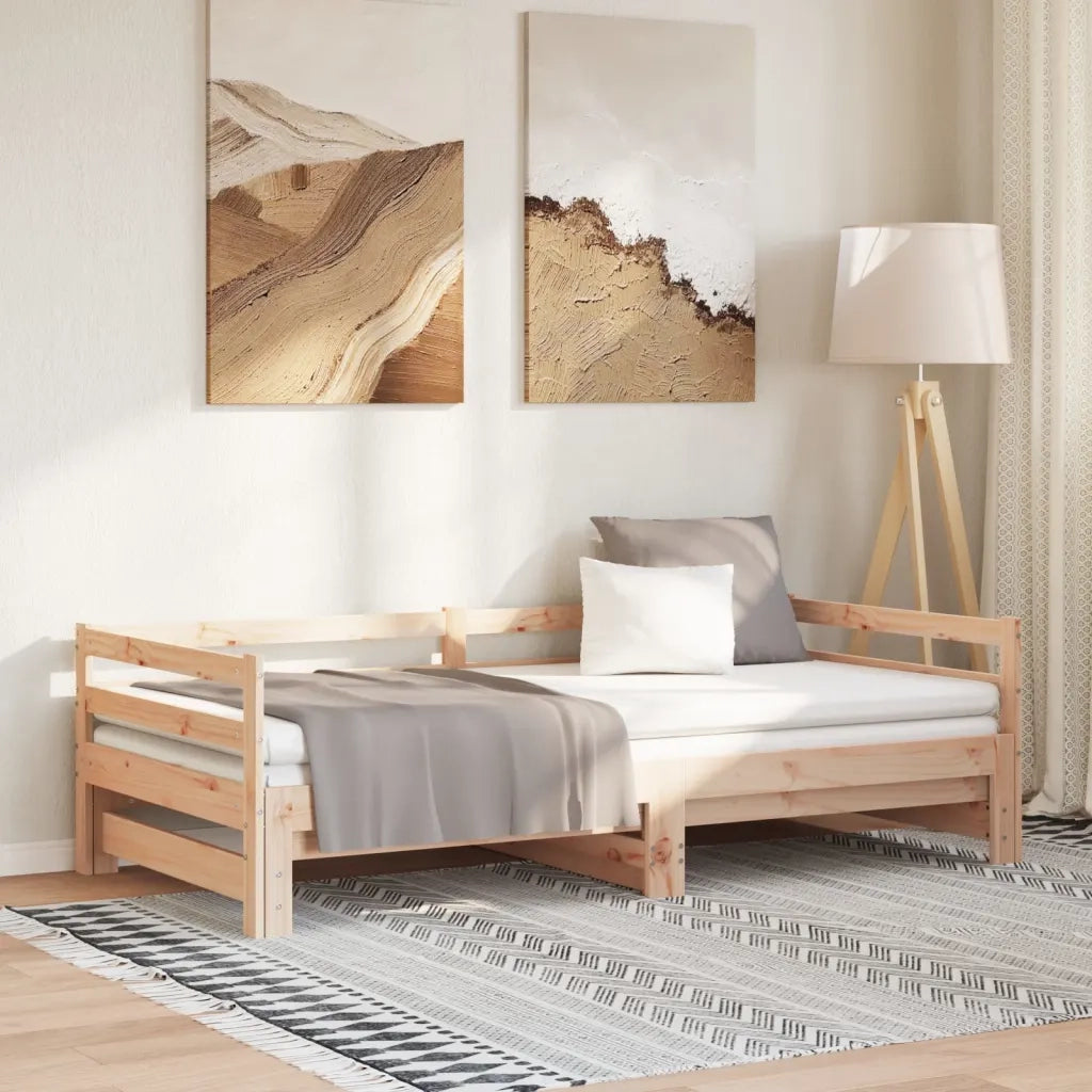 Divano Letto Estraibile in Legno Massello di Pino 2x(90x200) cm 806950