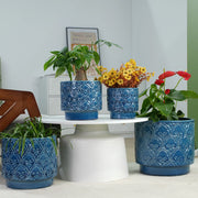 Vaso da giardino ¨C Minimal ¨C blu in ceramica ?38 cm resistente al gelo foro di drenaggio
