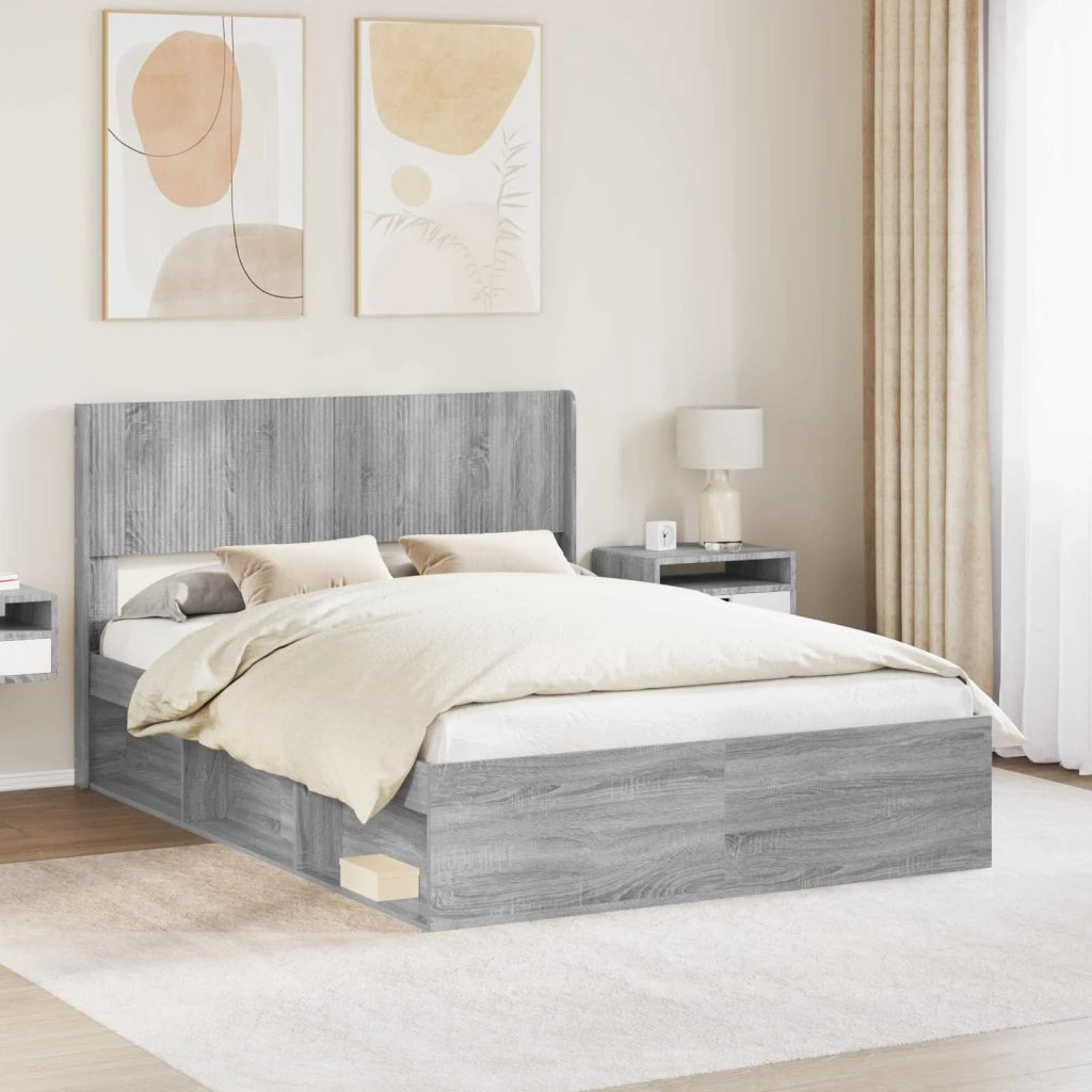 Struttura del letto con stoccaggio e testata Sonoma grigio 3414240