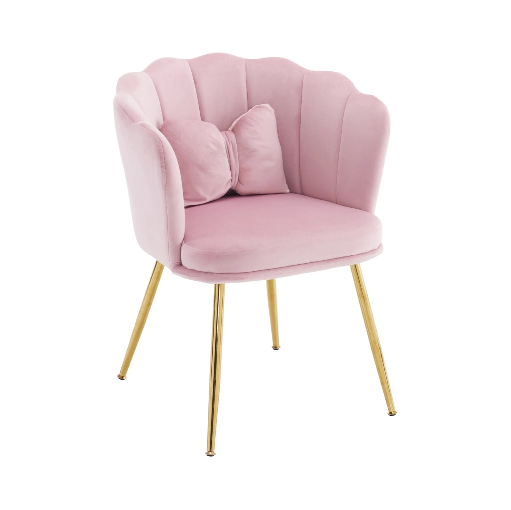 Set di 4 Sedie Moderne in Velluto con Gambe Dorate e Design a Petalo