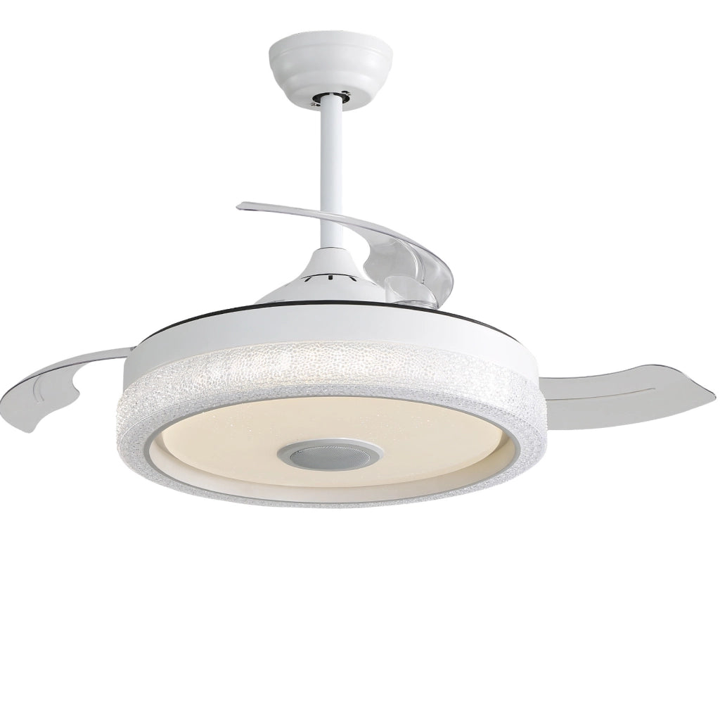 Ventilatore da soffitto invisibile 42" con 3 pale ABS, motore DC reversibile, luce LED 32W e telecomando