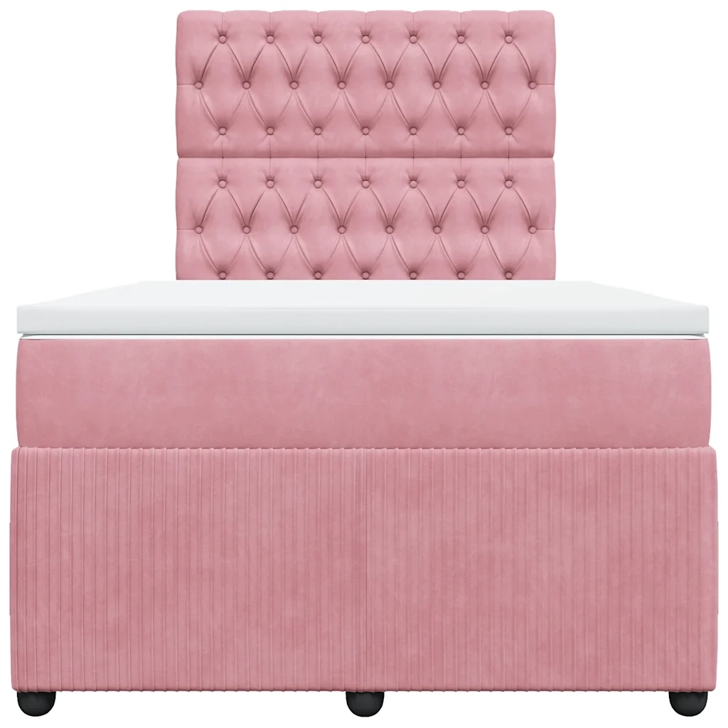 Giroletto a Molle con Materasso Rosa 120x200 cm in Velluto