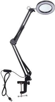Vergrootglas con luce - Lampada a LED a lente rotante - 5X ingrandimento - Maniglia regolabile - Lampada da ufficio per lettura e lavoro artigianale - Translucido