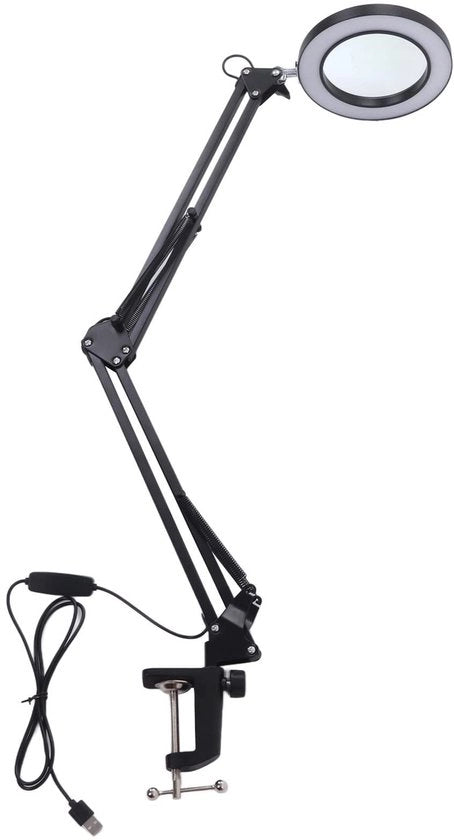 Vergrootglas con luce - Lampada a LED a lente rotante - 5X ingrandimento - Maniglia regolabile - Lampada da ufficio per lettura e lavoro artigianale - Translucido