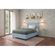 Letto imbottito Singolo 80x190 cm Flat - Contenitore,Microfibra,Azzurro