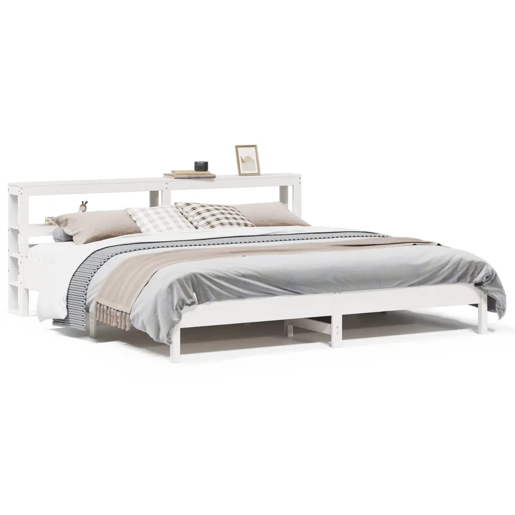Letto senza Materasso-Struttura Letto Bianco 180x200 cm Legno Massello di Pino 591316