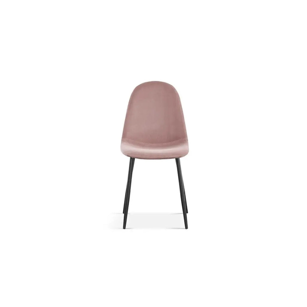 Sedia BOÏ – Velluto rosa – Piedi in metallo nero – Stile design moderno