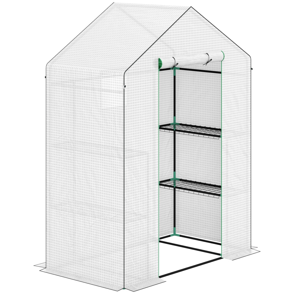 Serra con porta avvolgibile, finestra, ripiani, serra invernale in alluminio realizzata in acciaio, serra per balcone, giardino, serra per pomodori