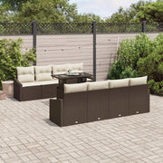 Set Divano da Giardino 7 pcs Marrone e Crema polyrattan