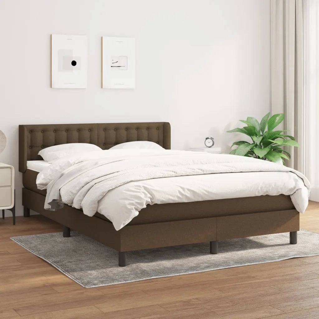 Giroletto a Molle con Materasso Marrone Scuro 140x190cm Tessuto 3130028