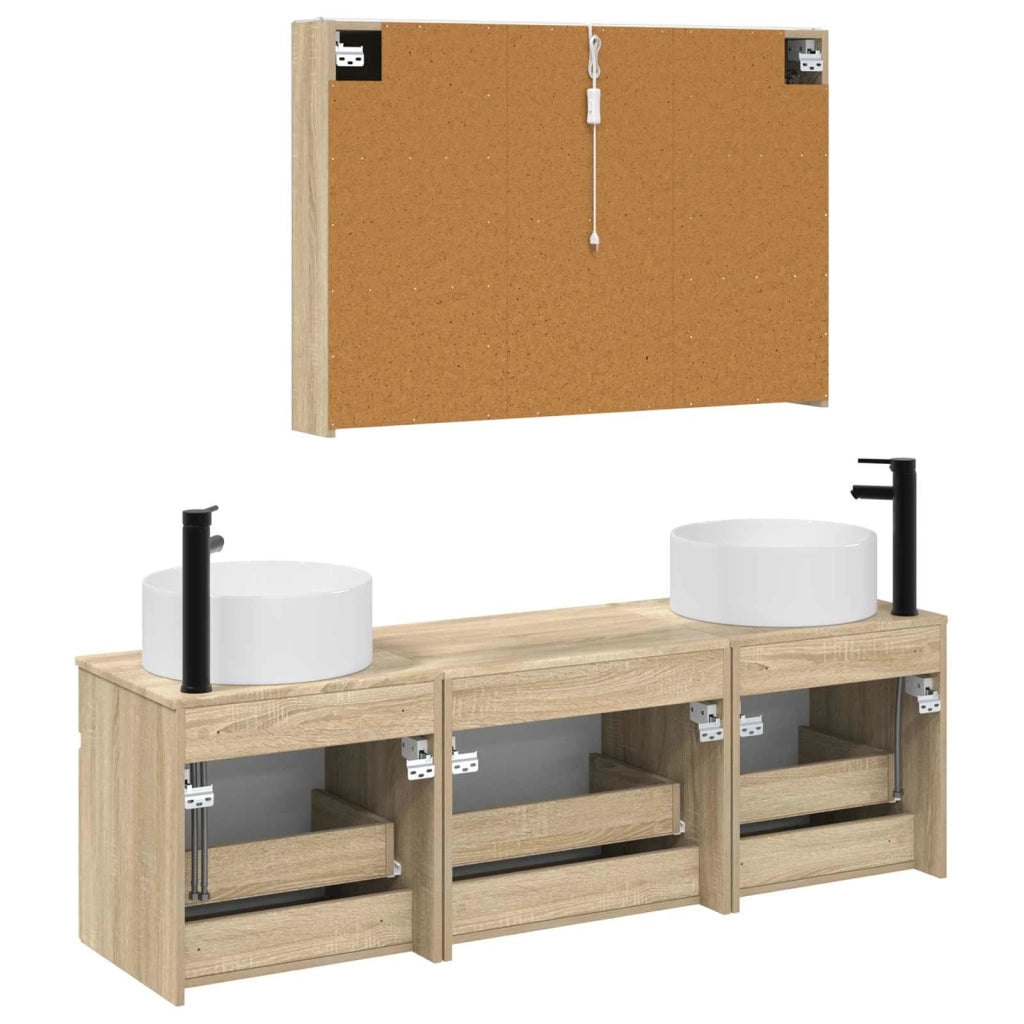 Set di Armadi da Bagno 4 pz Rovere Sonoma Legno ingegnerizzato 3406665