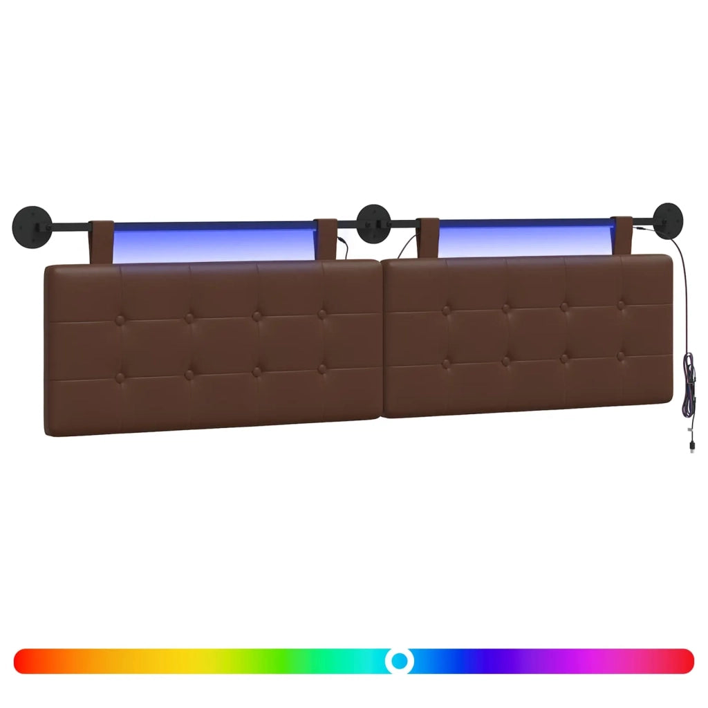 Testiera | Testata sospesa Con luce LED Marrone Similpelle