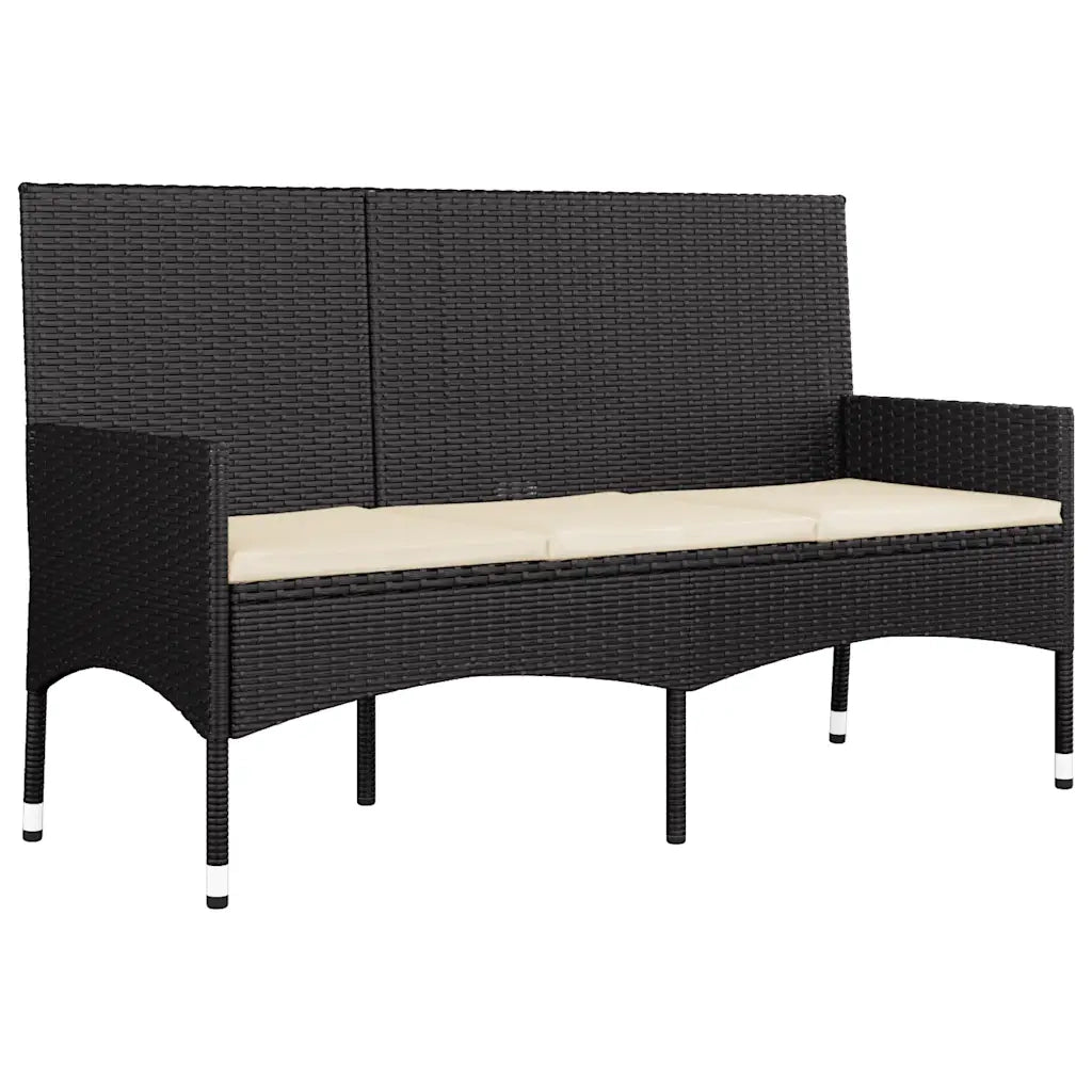 Set Divani da Giardino 4 pz | Set Salotto da Giardino con Cuscini Nero in Polyrattan