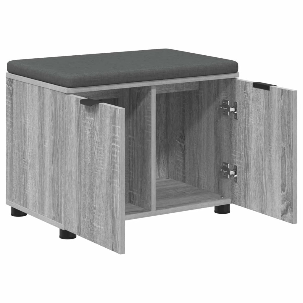 Panca per ingresso con cuscino Sonoma grigia 60 x 38 x 46 cm