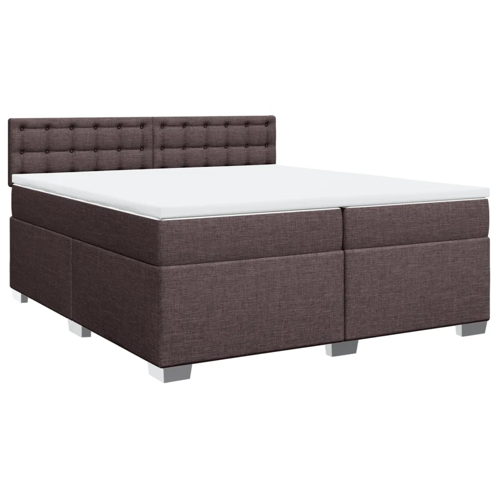 Giroletto a Molle con Materasso Marrone Scuro 200x200cm Tessuto