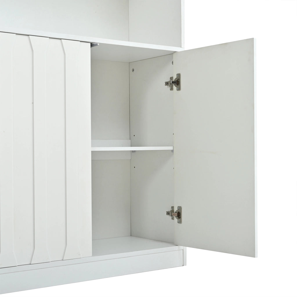 Vetrina con 4 ante; LED Bluetooth e ripiani regolabili in truciolare bianco 80 × 35 × 200 cm