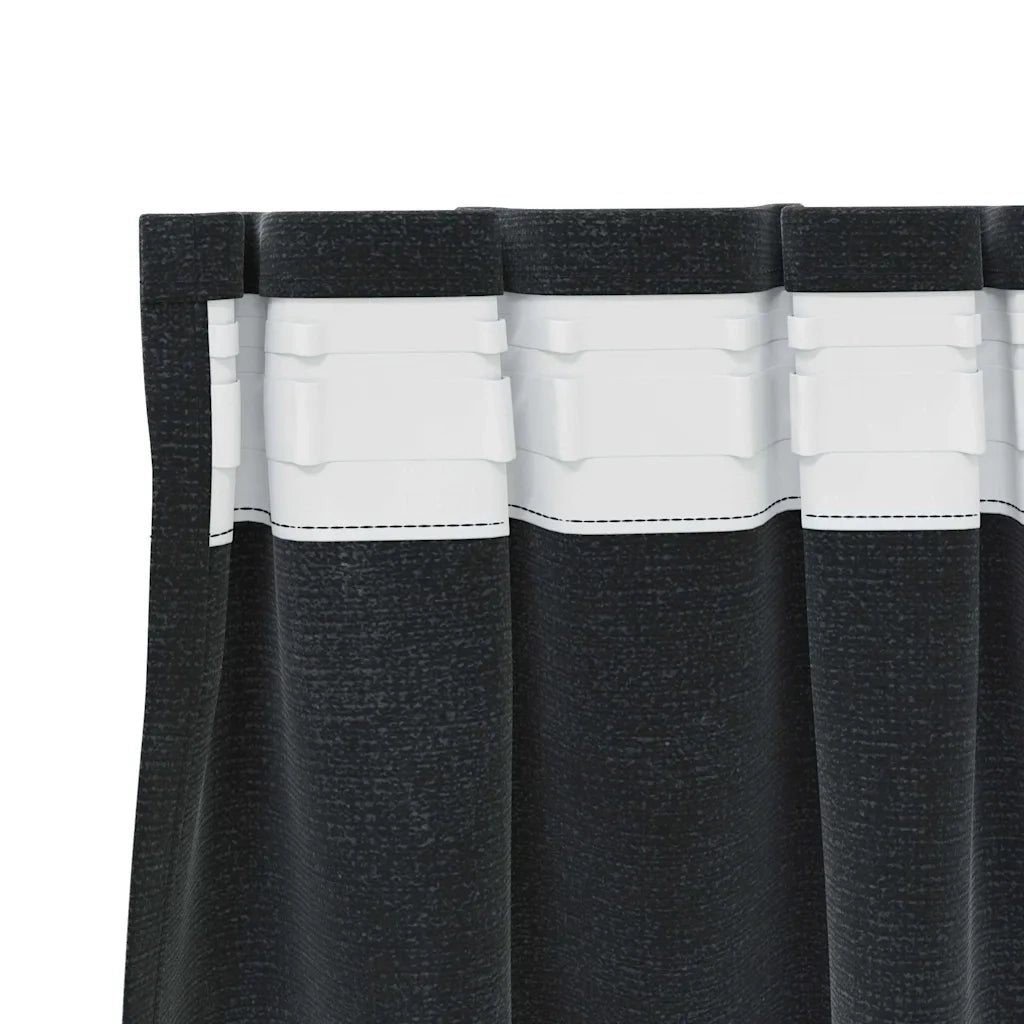 Tende Oscuranti | Tende Blackout 2 pz Nero 140 x 225 cm Velluto