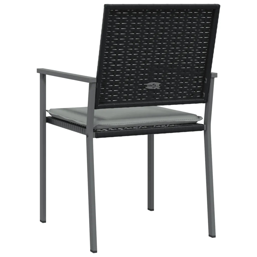 Sedie da Giardino con Cuscini 6pz Nere 54x62,5x89 cm Polyrattan 3187082