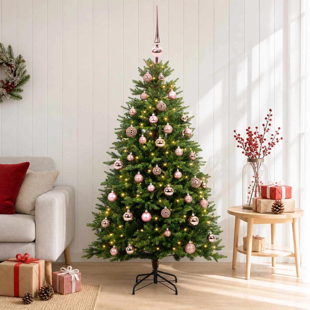 Albero di Natale Artificiale con Palline 150 cm 150 LED 3465804