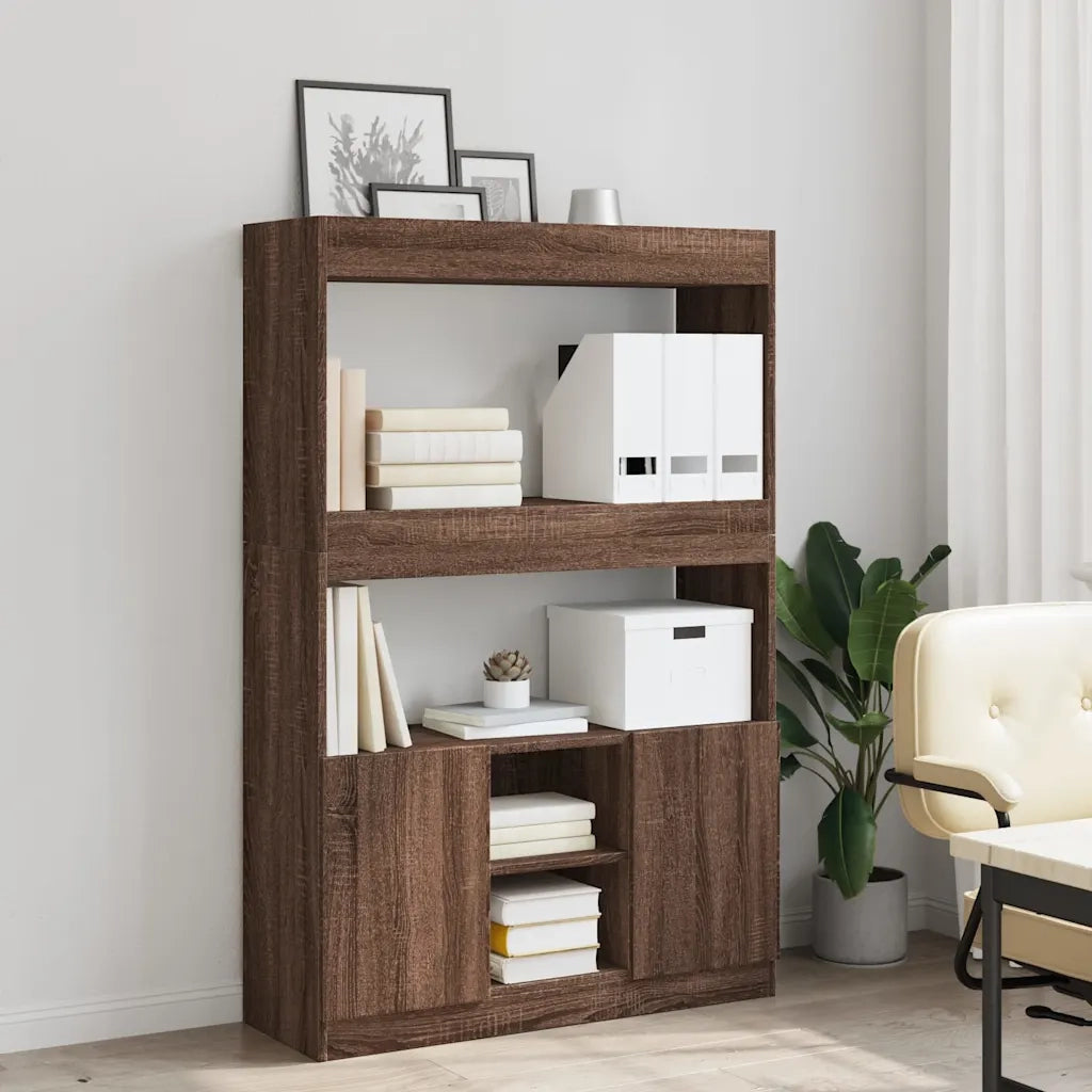 Credenza-Buffet-Armadio da cucina Rovere Marrone 92x33x140 cm in Legno Multistrato