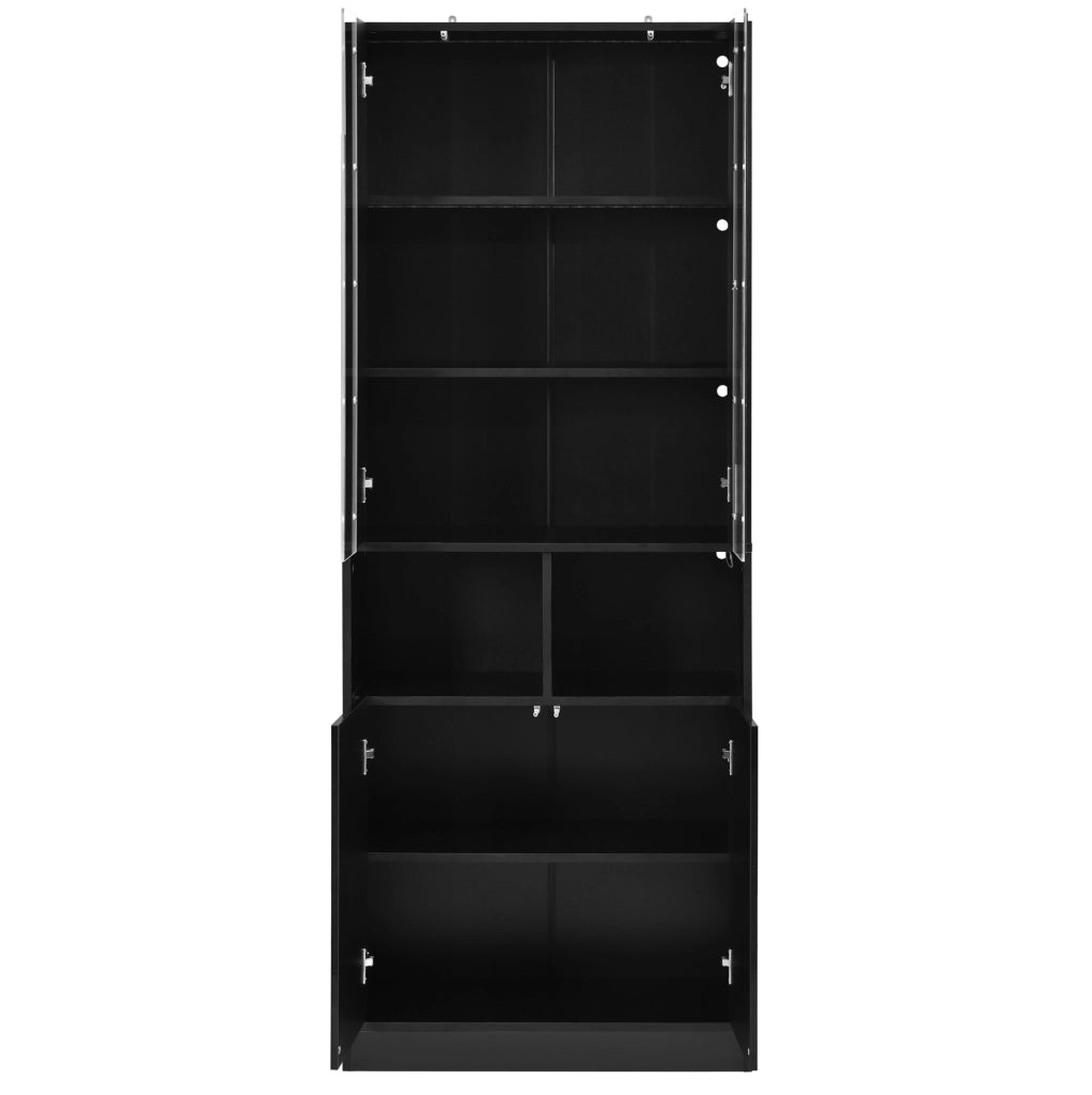 Armadio alto nero con LED controllabili via app e ante doppie