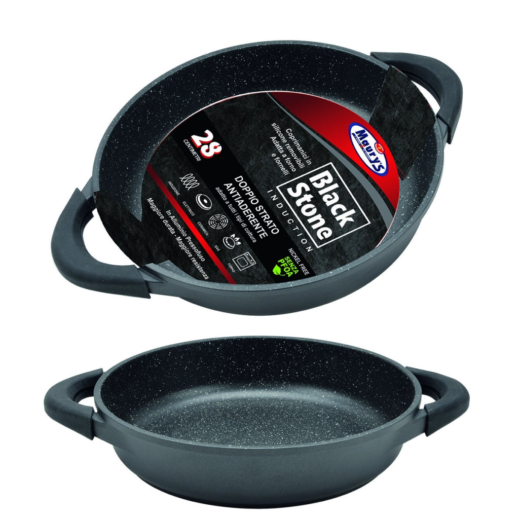 MAURY'S BLACK STONE TEGAME CON MANICI CON DOPPIO STRATO ANTIADERENTE 28 CM