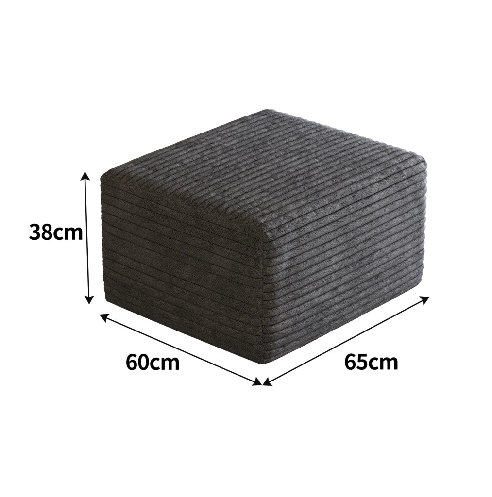 Pouf imbottito in velluto a coste grigio scuro