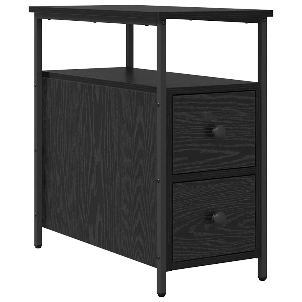 Armadio da Notte con cassetto 2 pcs Rovere nero 30 x 60 x 60 cm 871276