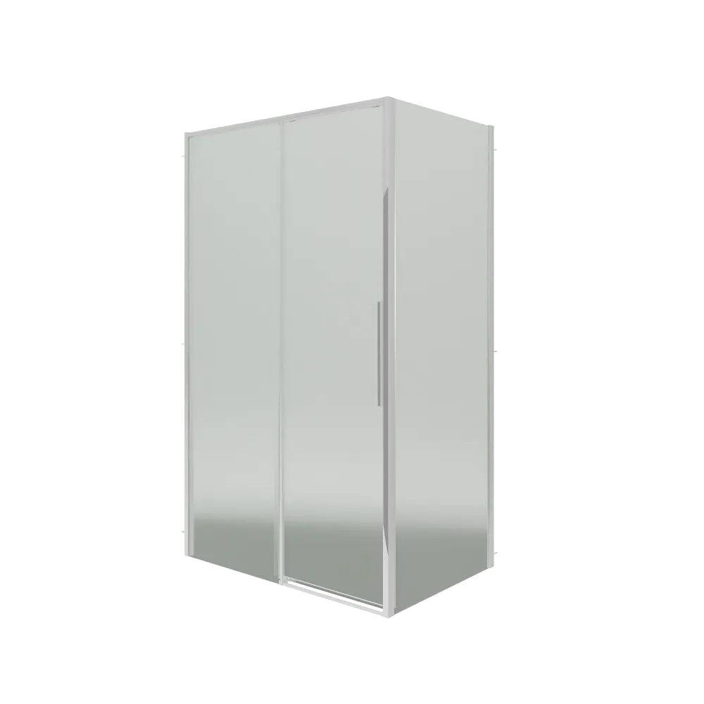 Box doccia angolare 130x80cm apertura scorrevole profili cromati vetro 6mm opaco anticalcare h195 | Canaria