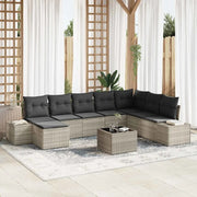 Set Divano da Giardino 9 pcs Grigio chiaro polyrattan 3347192
