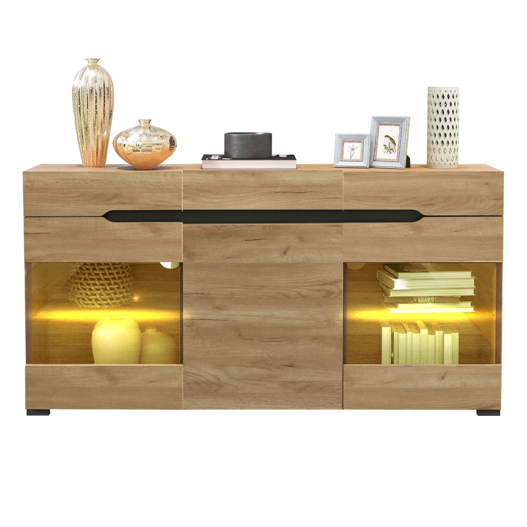 Credenza con LED e Cassetti ¨C Xylo ¨C Bianco, 3 Ante, Soggiorno