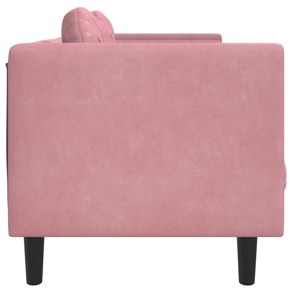 Divano a 2 Posti con Cuscini Rosa in Velluto 372635