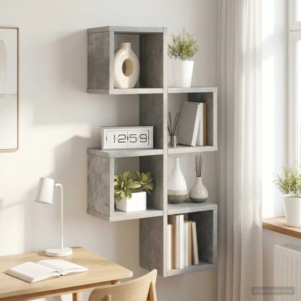 Scaffale da parete A parete Grigio Cemento 39 x 15 x 76 cm 8012103