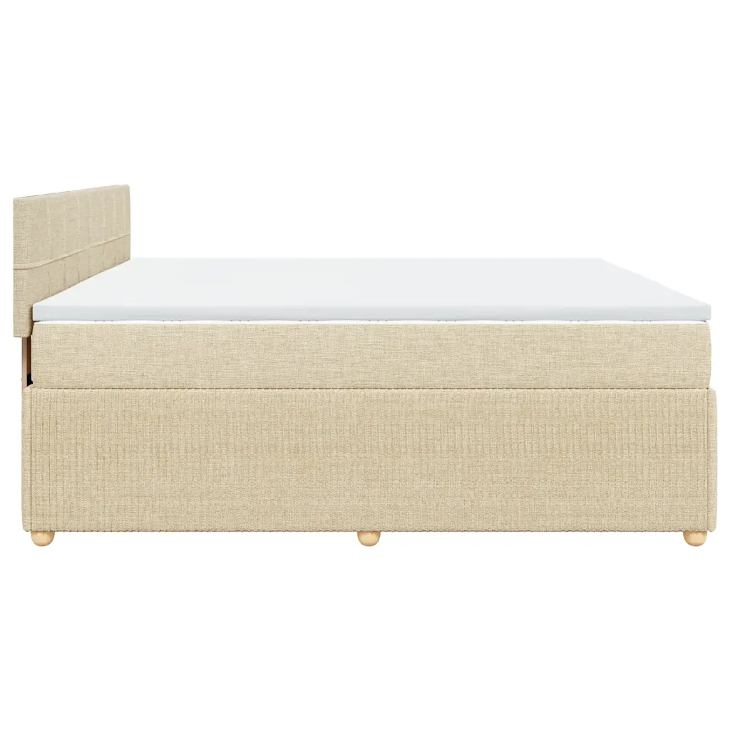Giroletto a Molle con Materasso Crema 200x200 cm in Tessuto 3289868