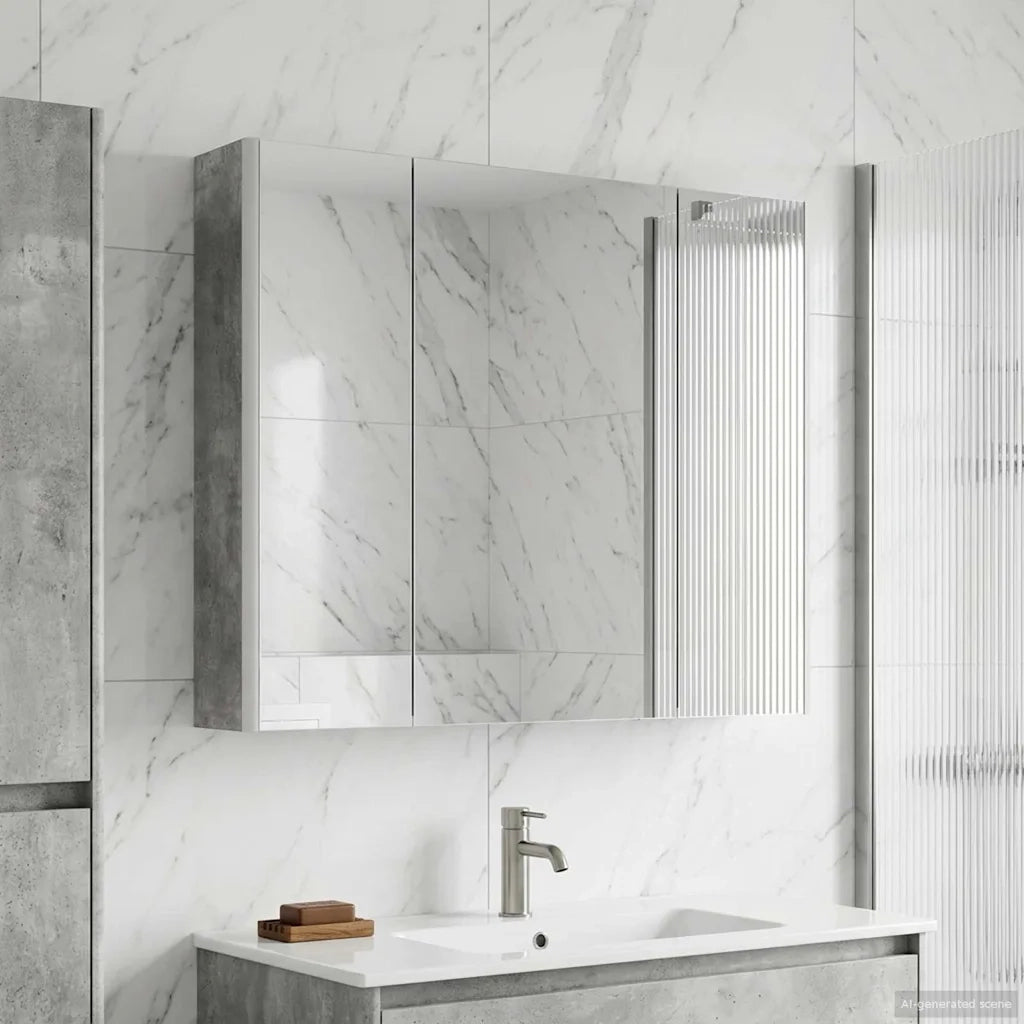 Mobiletto per specchio da bagno Grigio cemento 889266