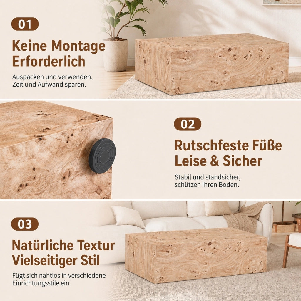 Tavolino da caffè minimalista in MDF effetto legno 100 x 59;5 x 38 cm