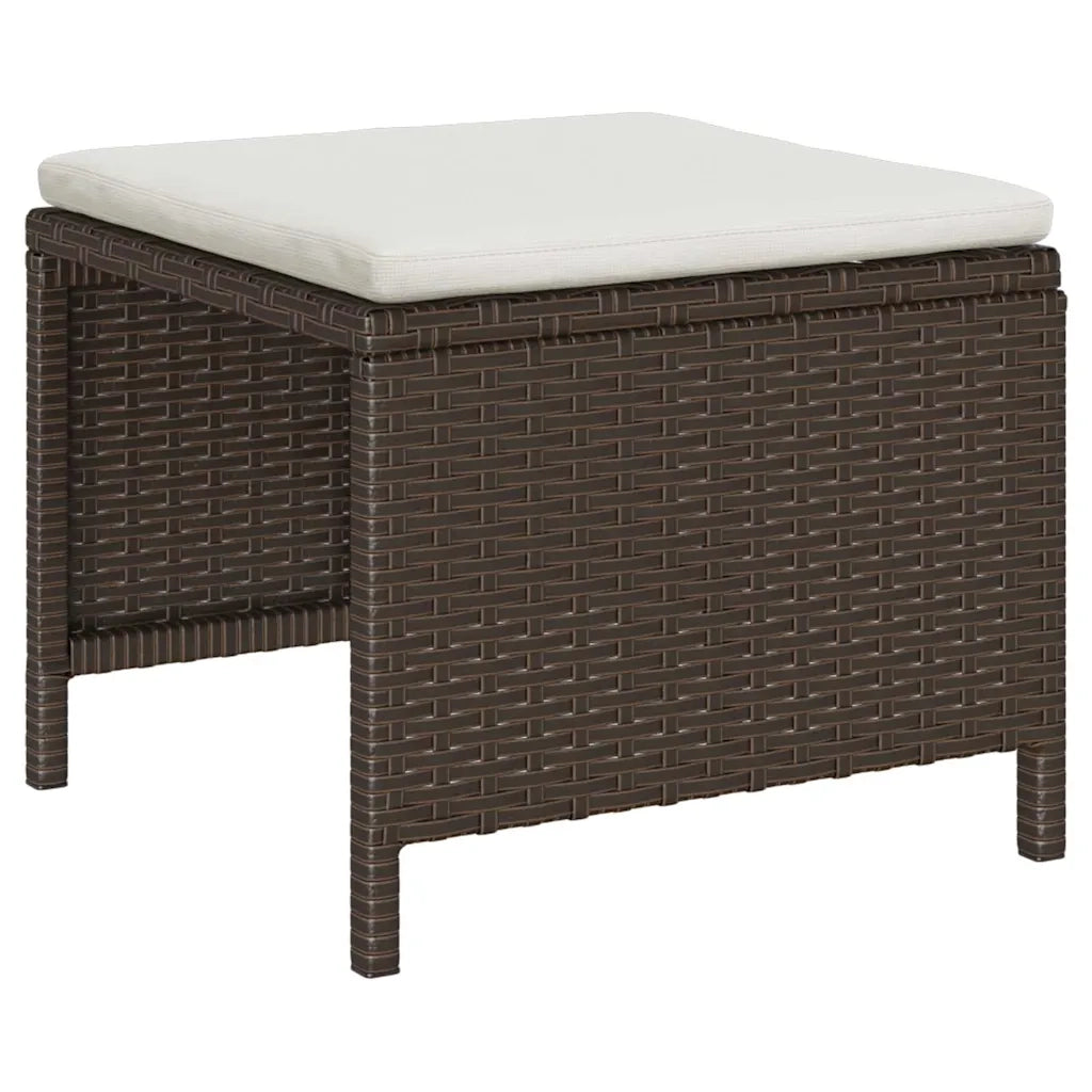 Set Divano da Giardino 6 pz | Set Salotto da Giardino Marrone e Crema polyrattan